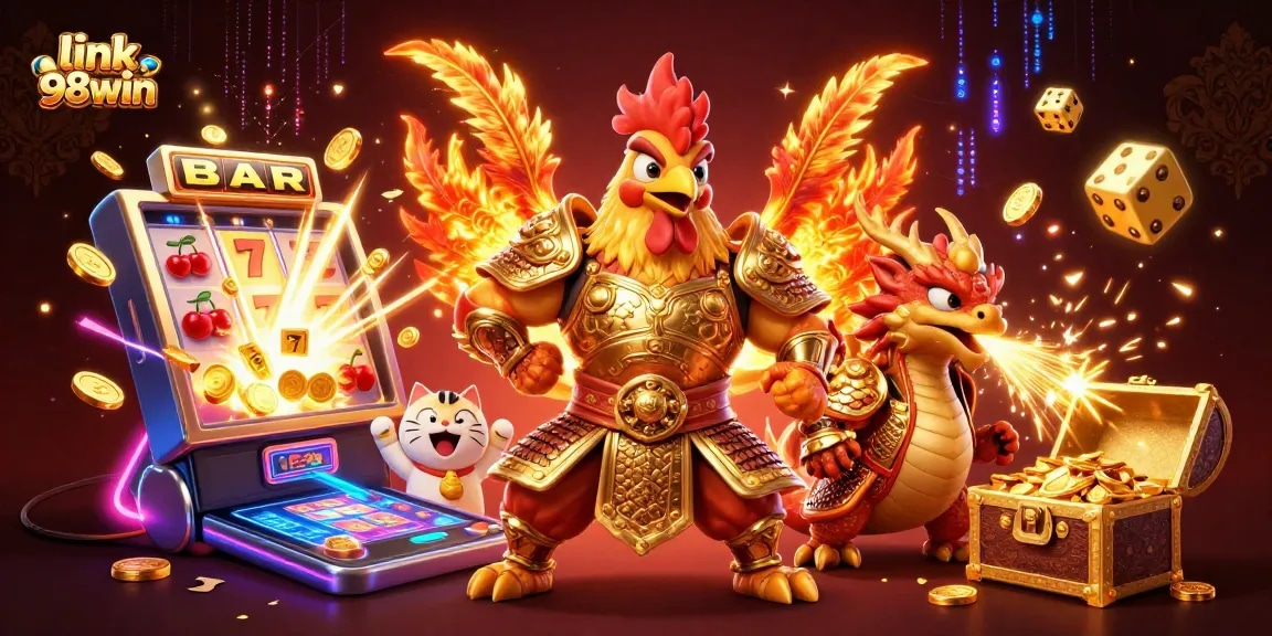 Engage with thrilling games and jackpots at link 98win, featuring a vibrant casino scene.