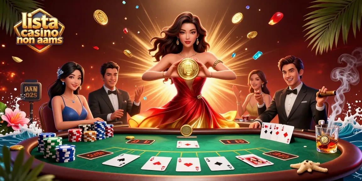 Scopri l'emozione della lista casino non AAMS con monete d'oro e azione poker vibrante in una scena abbagliante.