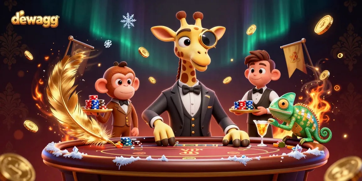 Dewagg spins the high-stakes action with a vibrant cartoon scene of casino fun and excitement
