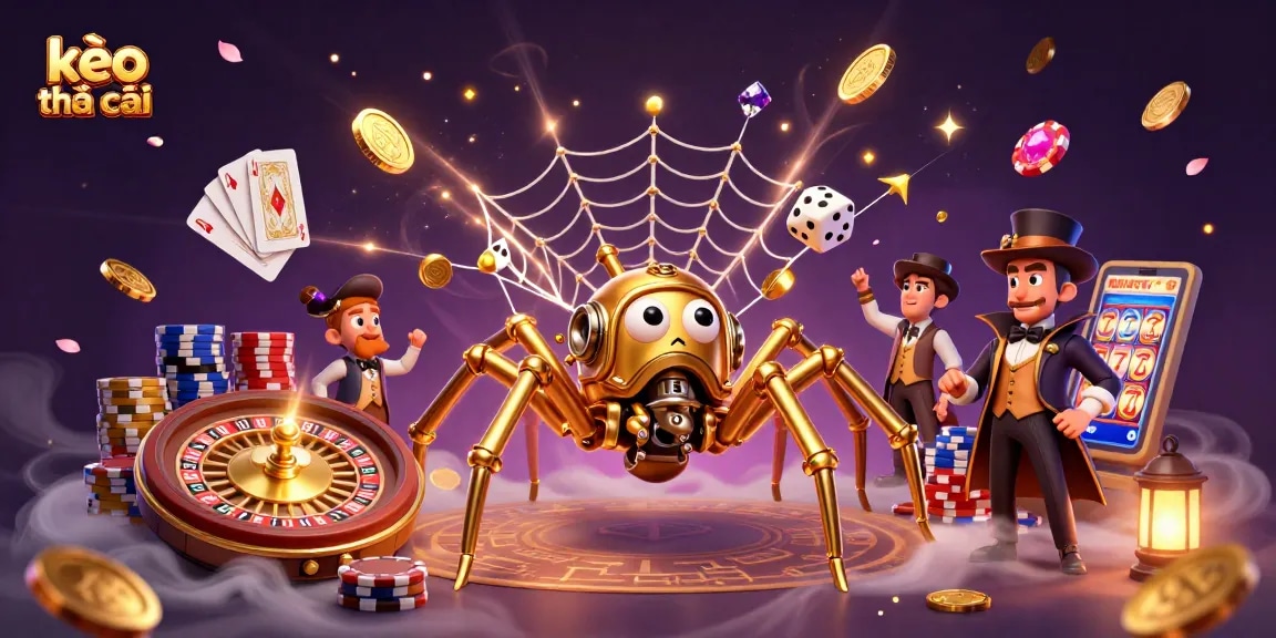 Engaging kèo nhà cái scene showcasing dynamic elements of luck, strategy, and excitement in online betting.