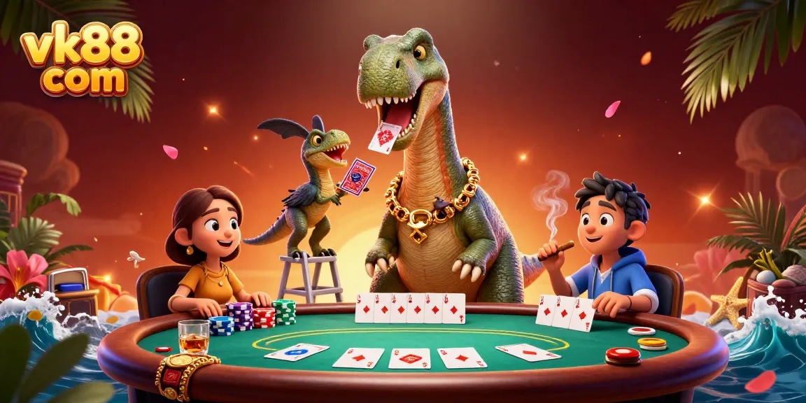 Experience the excitement of vk88 com with dynamic casino action as characters engage in a thrilling poker scene.