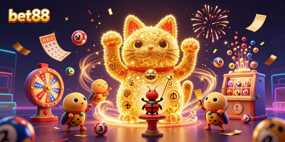 Experience the vibrant world of bet88 with colorful games and dynamic elements in a magical casino setting.