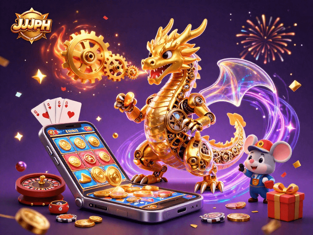 JJJPH nag-aalok ng masayang karanasan sa pagsusugal sa pamamagitan ng makulay na mga laro at dragon na may mekanikal na detalye.