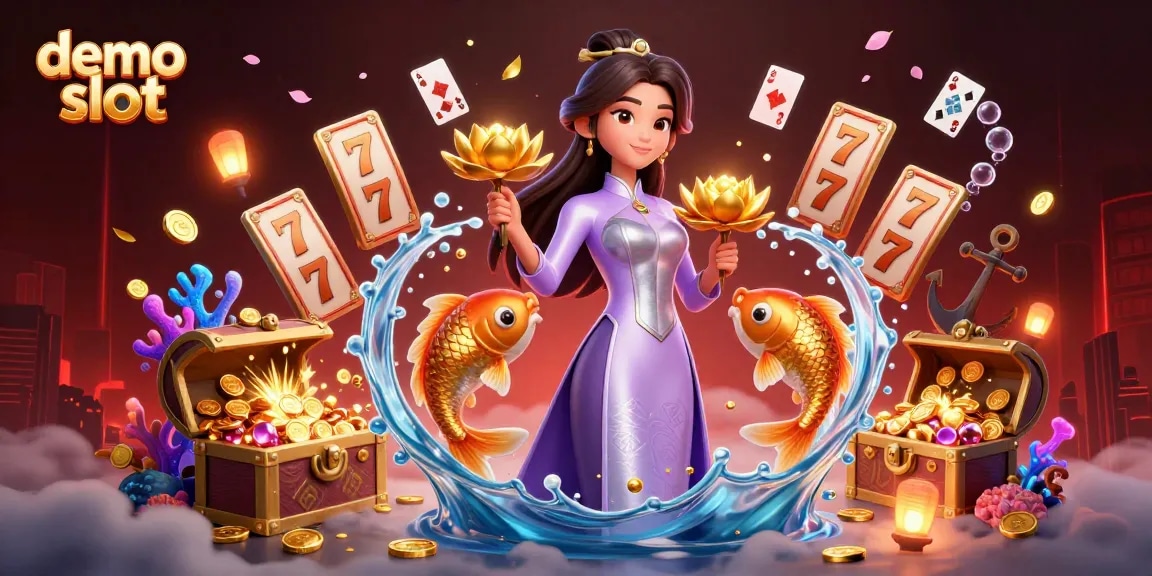 Play engaging demo slot games featuring vibrant characters and dynamic casino elements.