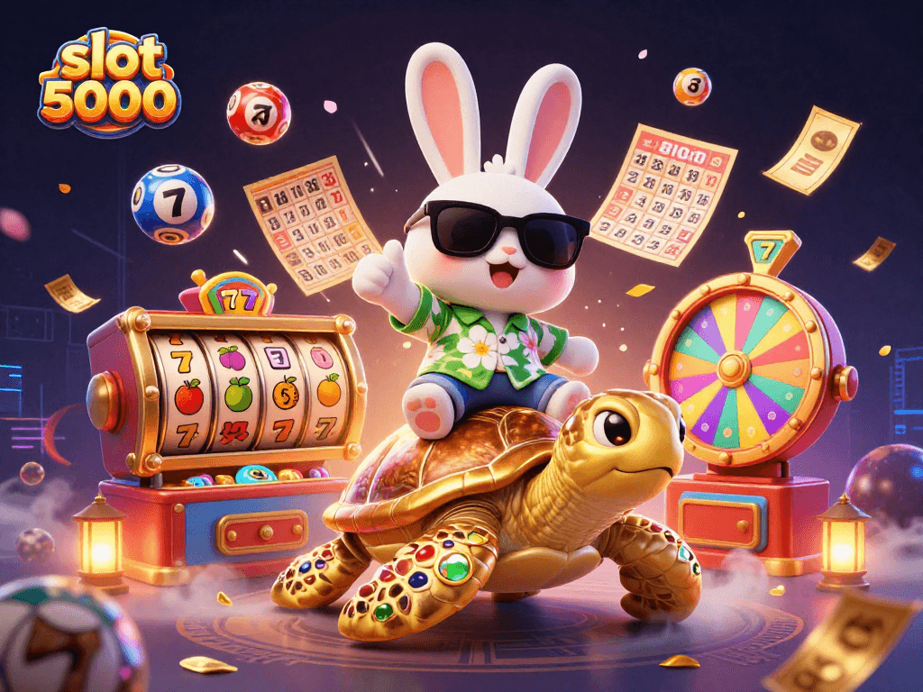 Engaging scene showcasing slot 5000 gameplay with cartoon characters and vibrant casino elements.