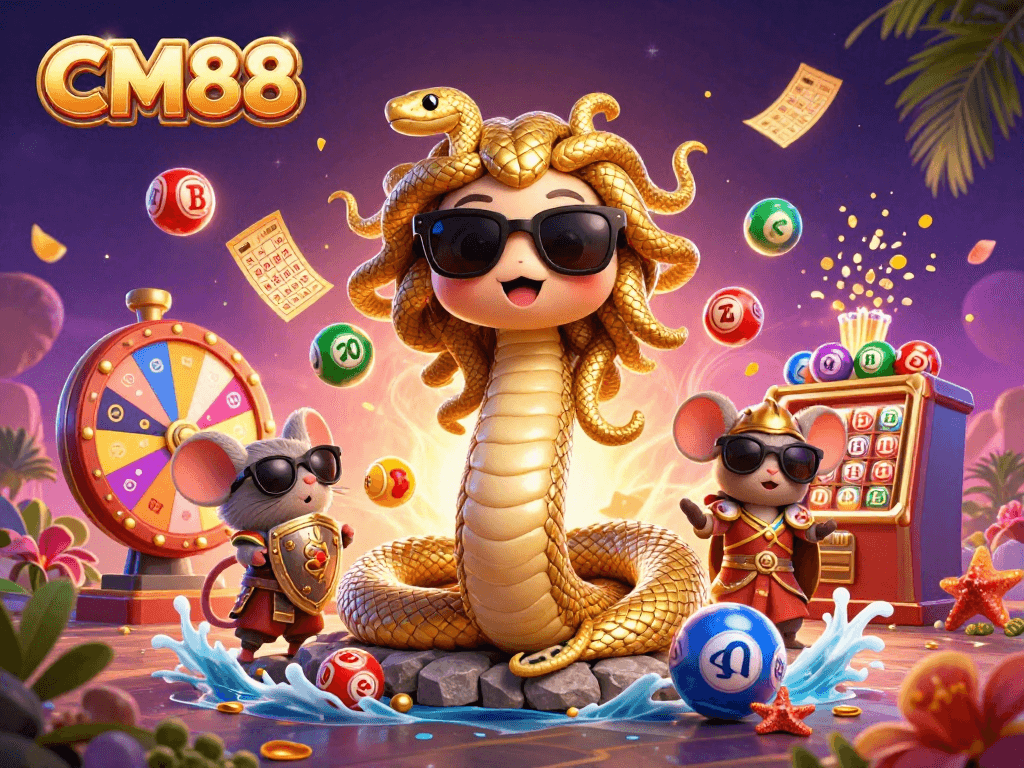 Engage with CM88's vibrant gameplay, featuring dynamic lottery action and charming characters.