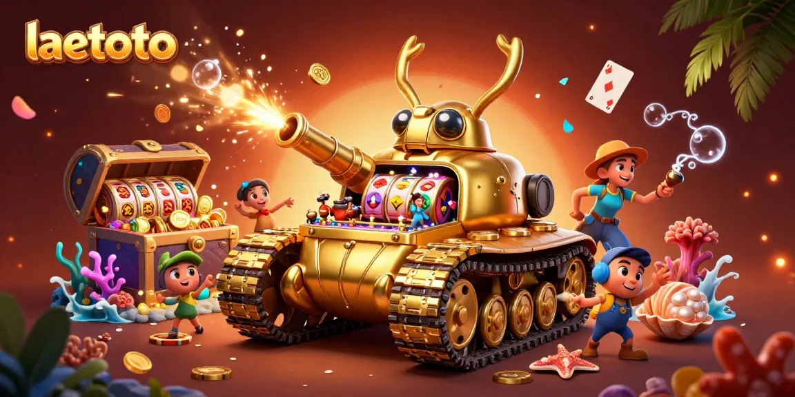 Experience winning thrills at laetoto's mini casino tank with vibrant gaming elements and treasure!