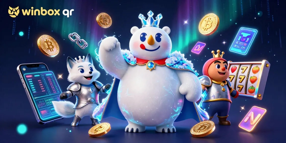 Engage with winbox qr in a vibrant 3D illustration featuring rich gaming elements.