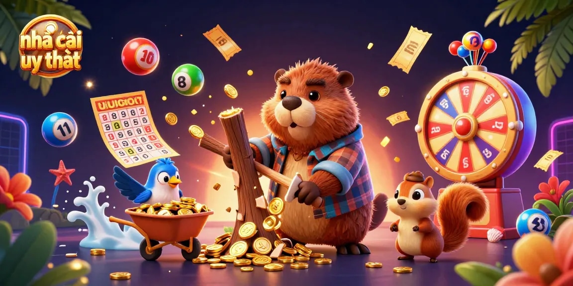 Experience exciting moments with nhà cái uy tín as cartoon characters engage in a vibrant gambling adventure.