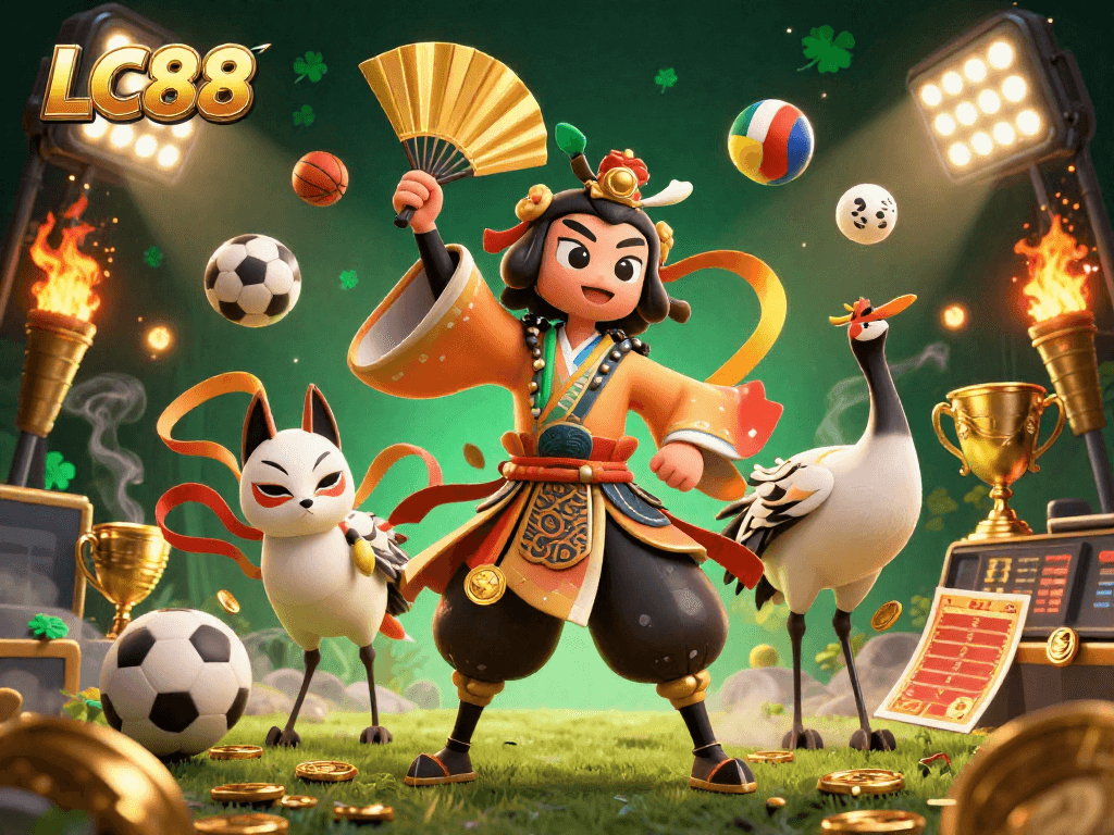 Experience the excitement of LC88's online gaming with dynamic sports and captivating characters.