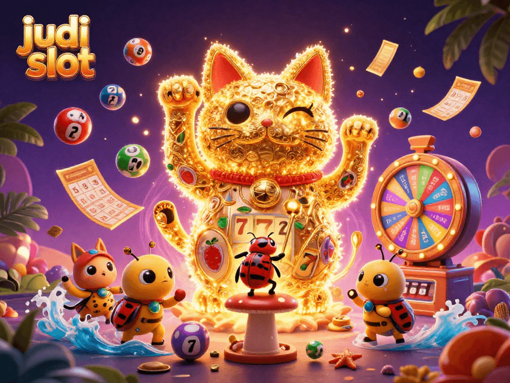 Menangkan judi slot dengan suasana penuh keberuntungan bersama simbol-simbol kasino yang ceria.