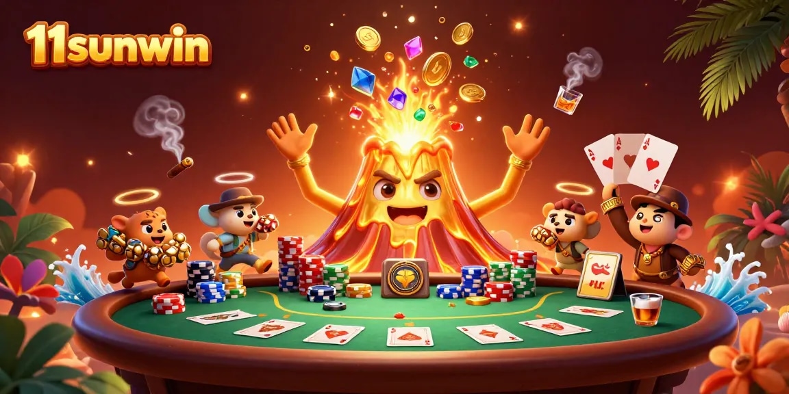 Experience the thrill of winning at 11sunwin with a triumphant golden volcano spouting treasures!