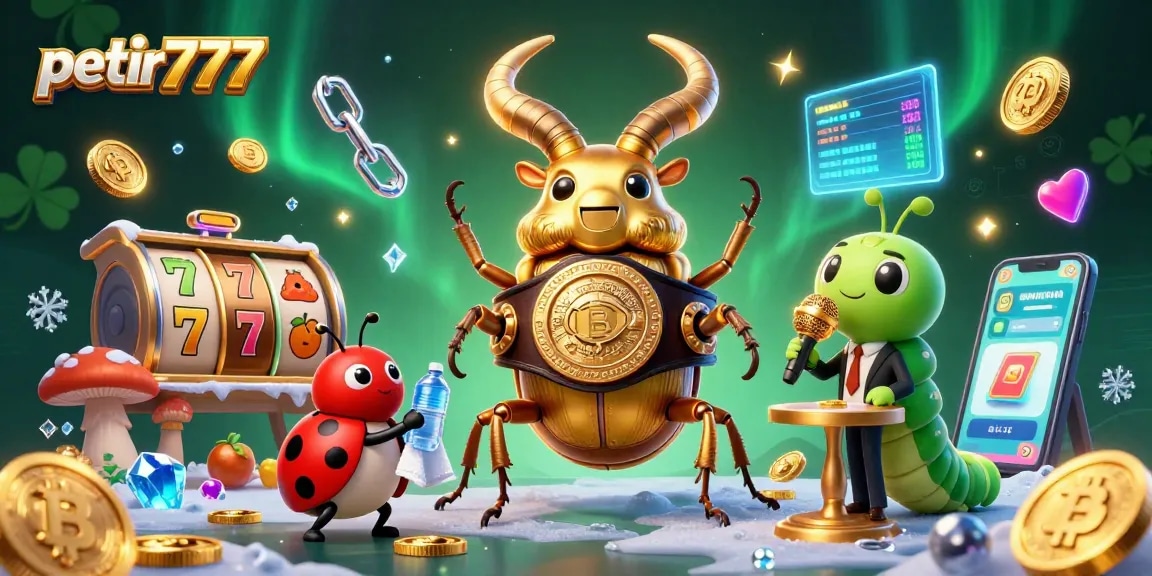 Engage with thrilling petir777 slots surrounded by vibrant gaming elements and charming cartoon characters.