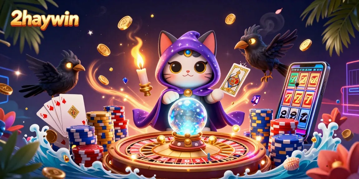 Chơi game hấp dẫn trên 2haywin với những yếu tố thú vị như mèo tiên tri và các yếu tố casino.