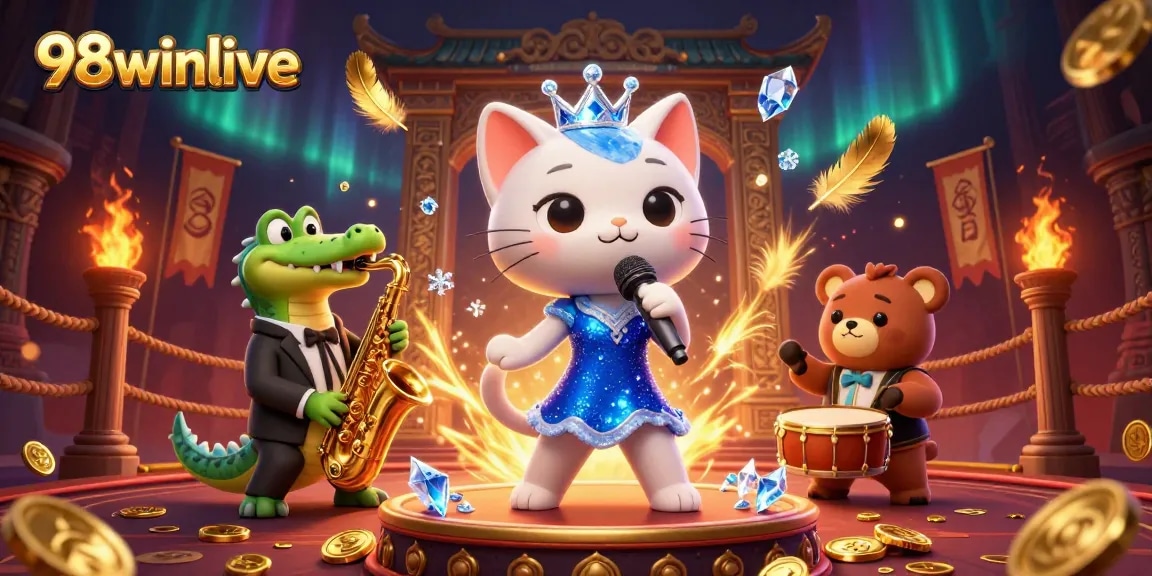 Experience the excitement of 98winlive with vibrant characters and engaging casino elements.