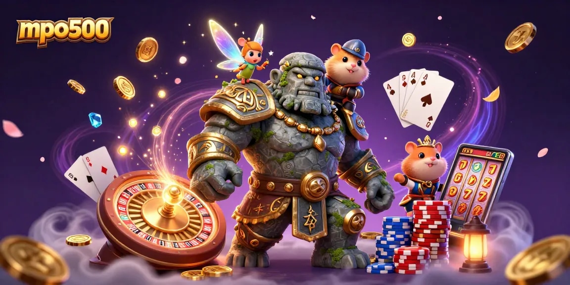 Experience the excitement of mpo500 with enchanting characters in a dynamic casino scene.