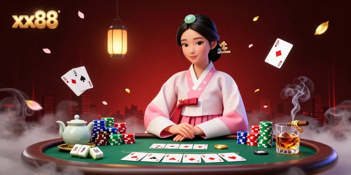 Engage with xx88's thrilling poker action featuring vibrant game elements in a captivating scene.