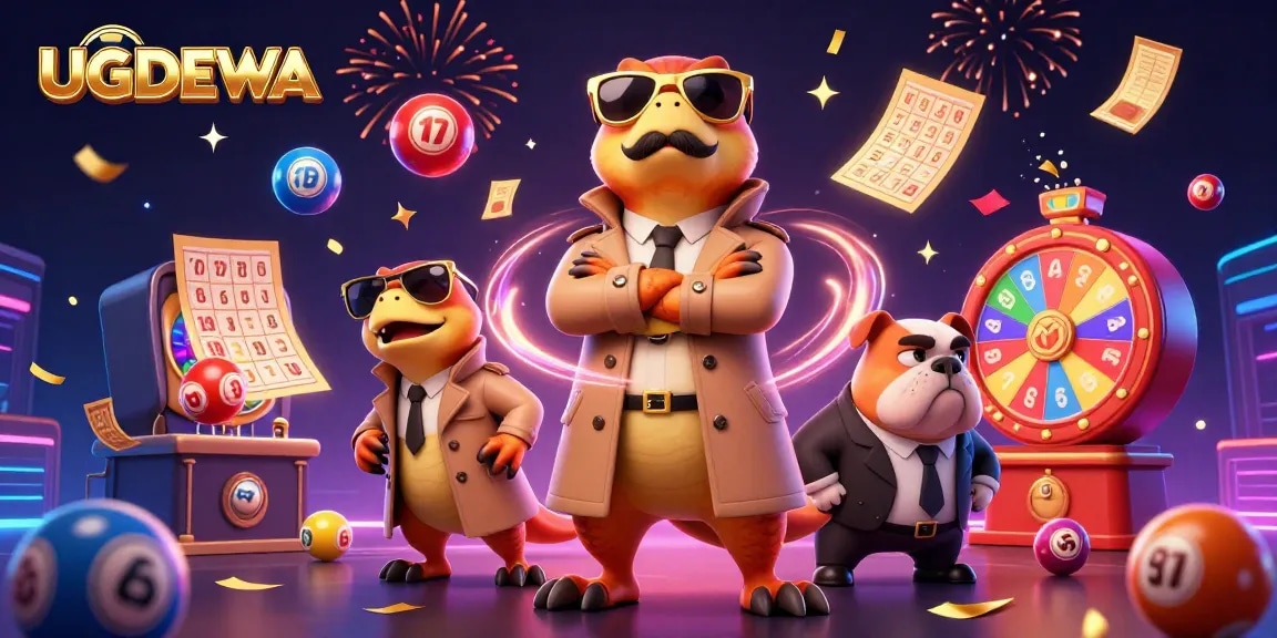 Engage with UGDEWA as the raptors navigate a bustling casino scene full of dynamic lottery elements.