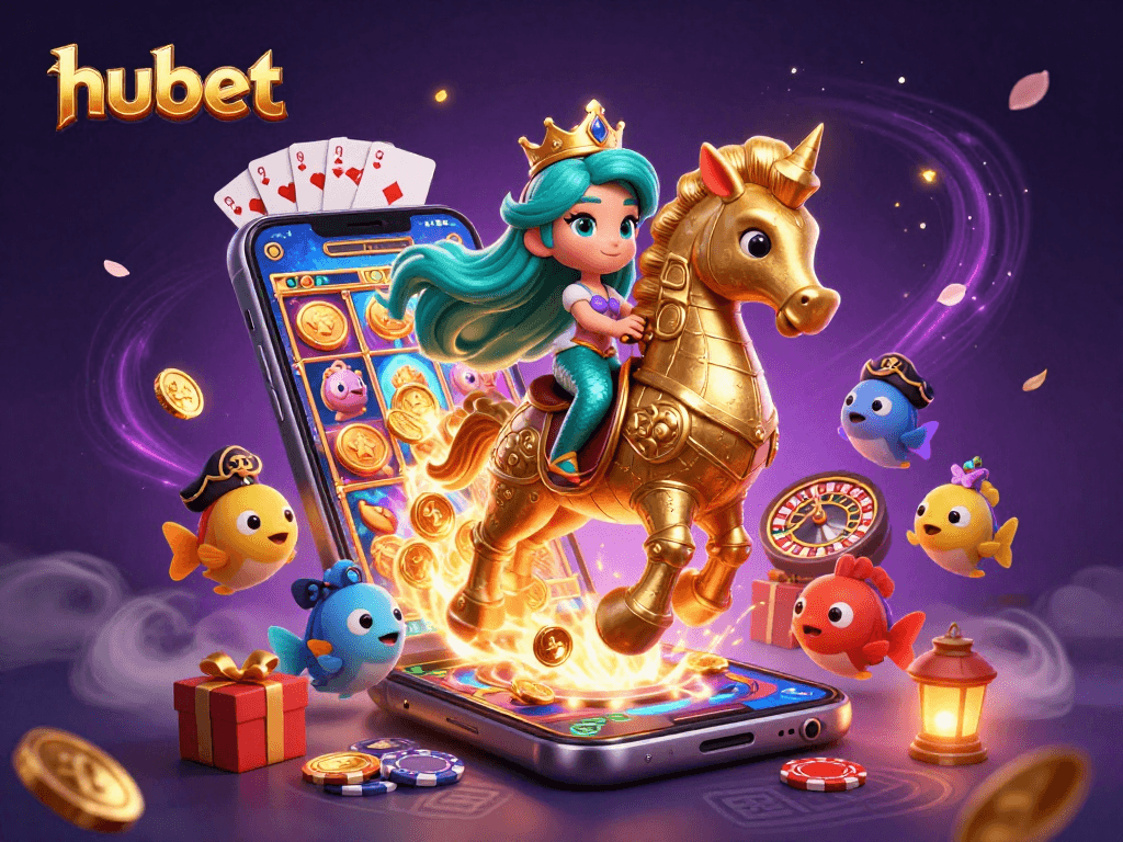 Experience thrilling gaming action with hubet, featuring a dynamic underwater scene of a mermaid princess and a giant seahorse.