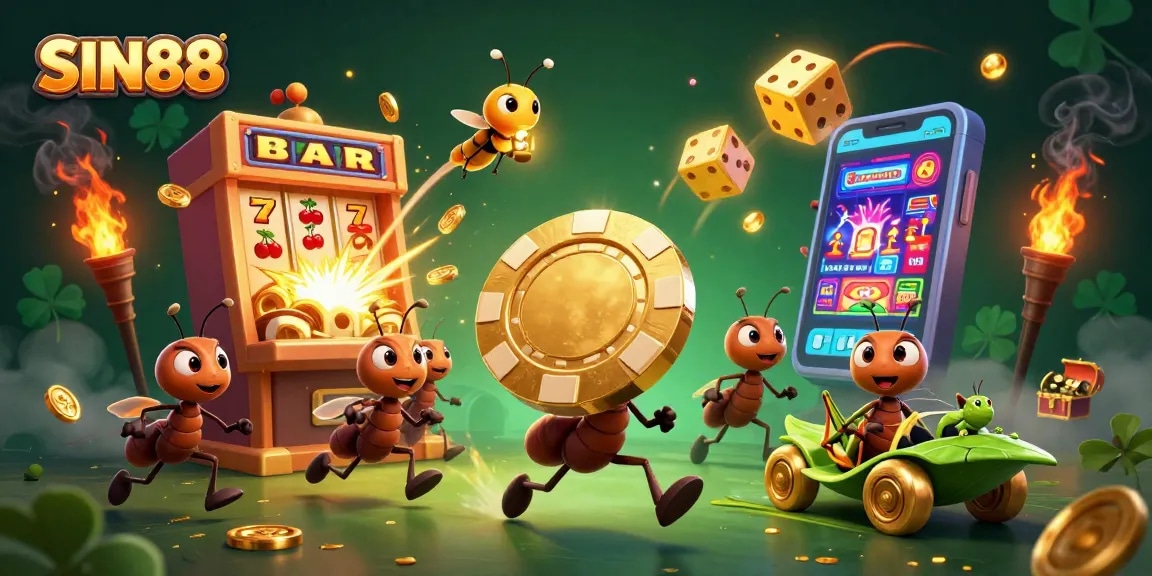 Join the SIN88 adventure with cartoon ants in a thrilling casino heist for big wins.
