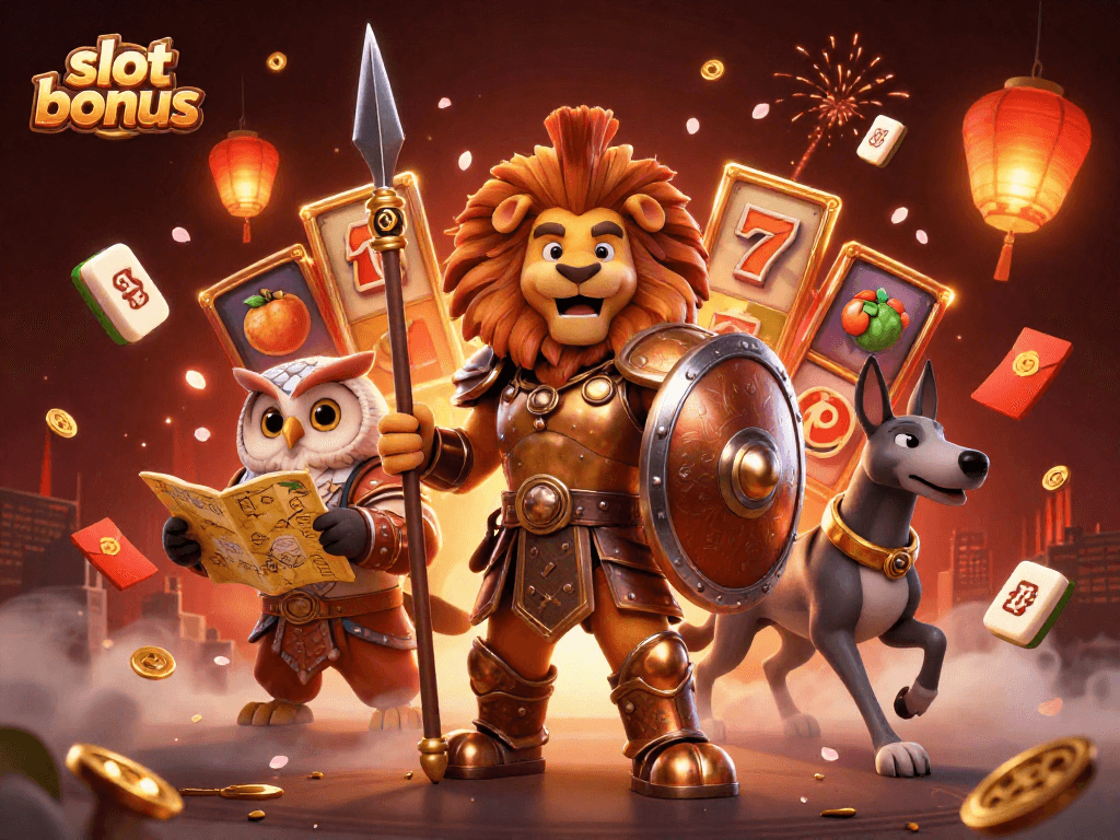 Engage with the vibrant slot bonus scene featuring heroic characters and dynamic gaming elements.