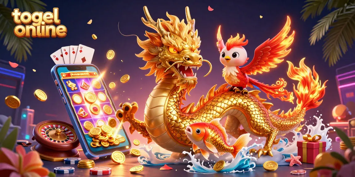 Play togel online with luck; witness vibrant casino elements in a dynamic fantasy scene.