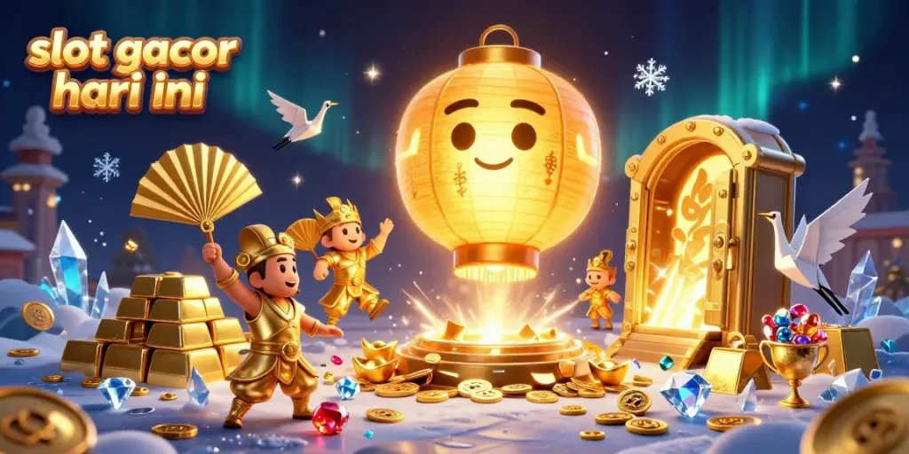 Experience the thrill of slot gacor hari ini amidst glowing lantern spirits and treasures in a vibrant casino scene.
