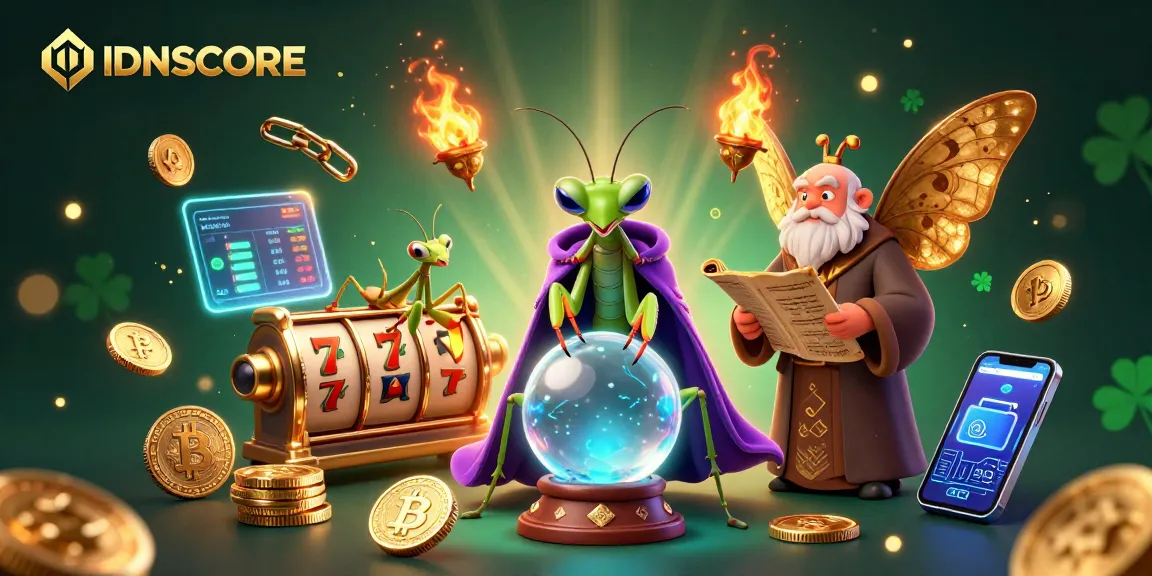 Engage in thrilling slot experiences with IDNSCORE, featuring mystical fortune tellers and vibrant game elements.