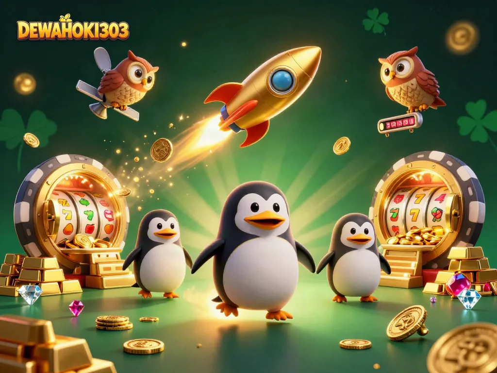 DEWAHOKI303 menghadirkan slot yang menggiurkan di alam semesta bersama penguin emas yang terbang.
