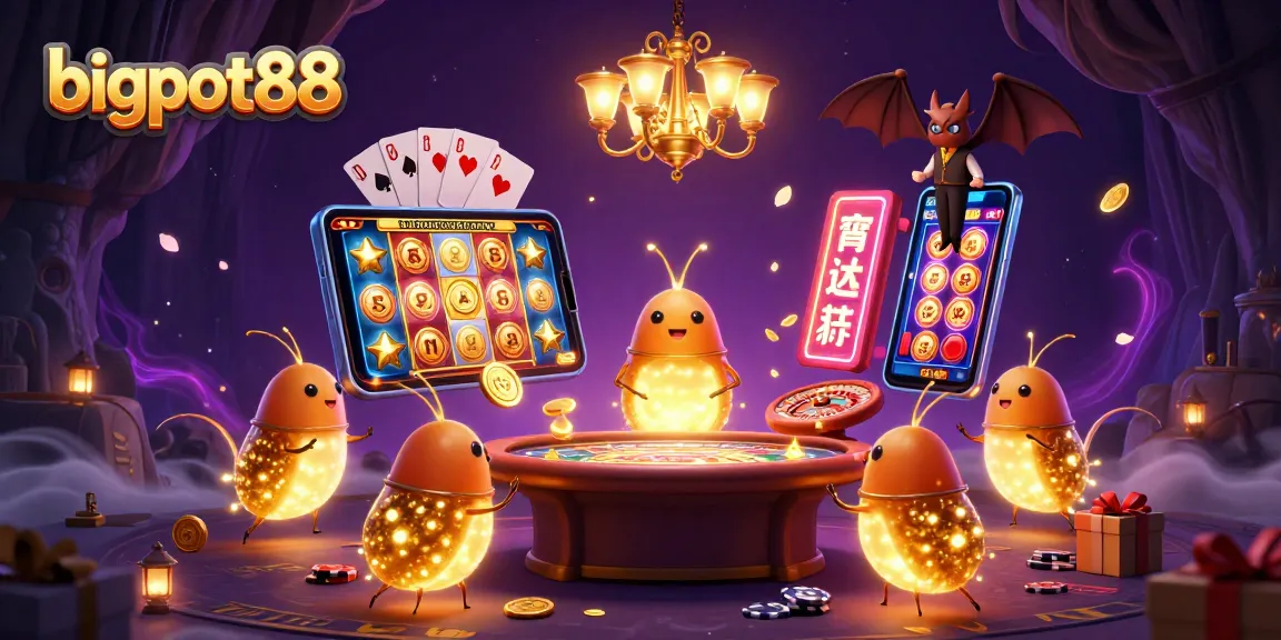 Experience excitement at bigpot88 casino with glowworm teamwork illuminating a vibrant gaming scene!