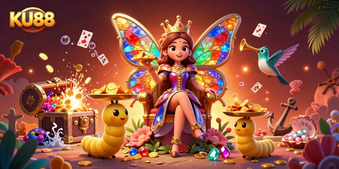 Experience exciting gambling action at KU88 with vibrant casino elements and animated characters.