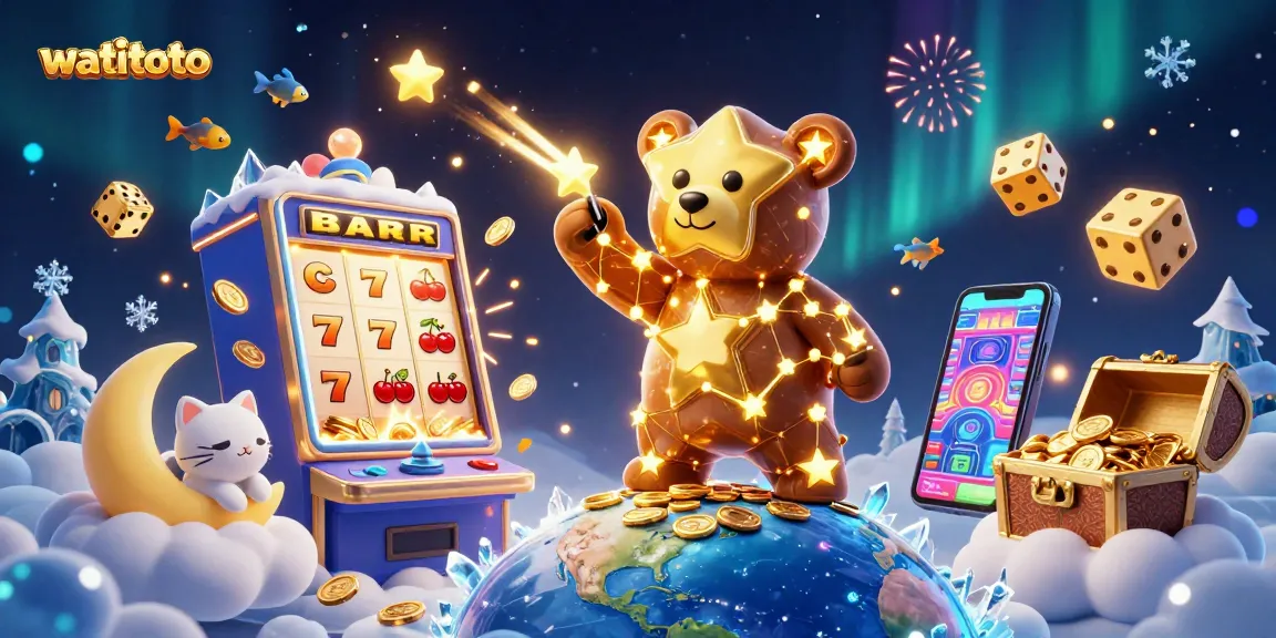 Experience the thrill of watitoto with this vibrant casino scene featuring a jackpot slot machine and magical elements.