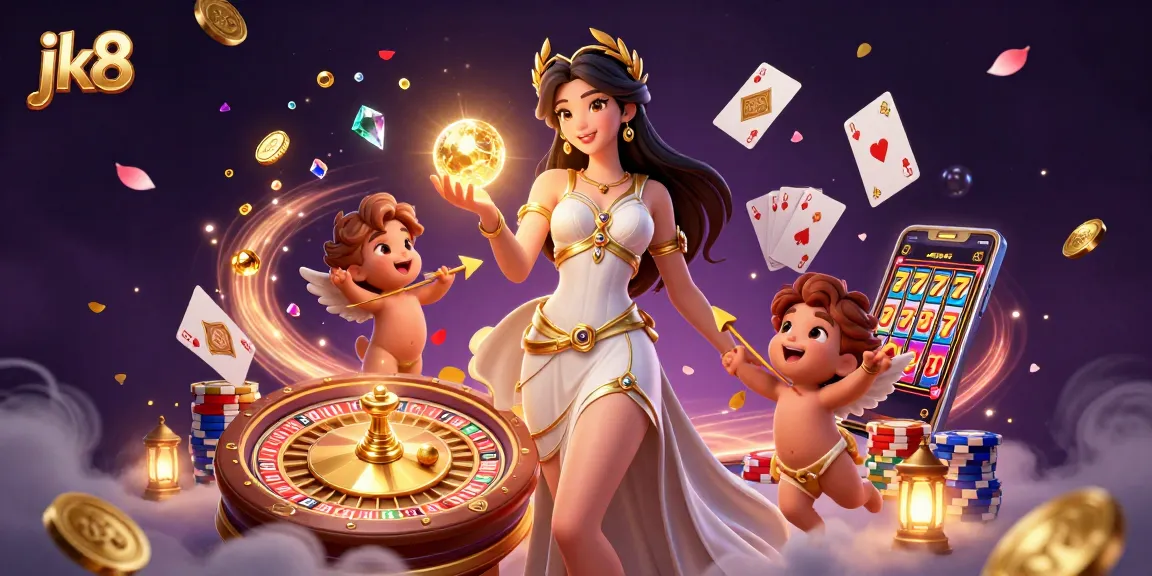Experience the thrill of jk8 with a glamorous goddess and fortune-filled casino scene.