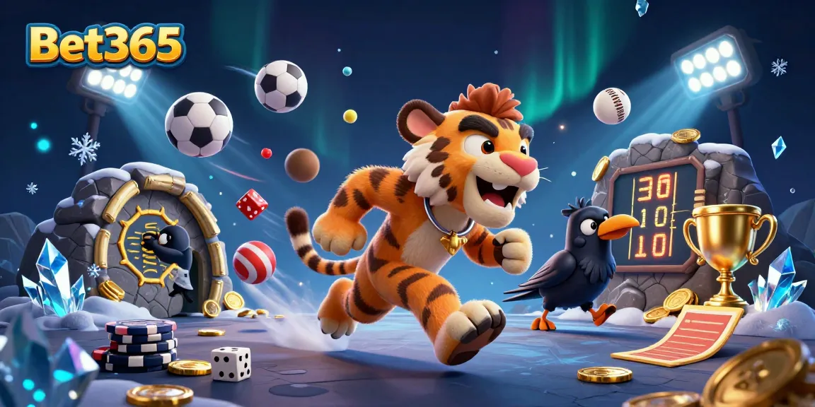 Bet365 enhances online gaming with vibrant 3D caveman casino scene featuring thrilling sports betting action.