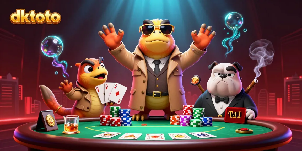 Join the excitement at dktoto, where cartoon raptors vie for VIP casino access amidst vibrant gambling elements.
