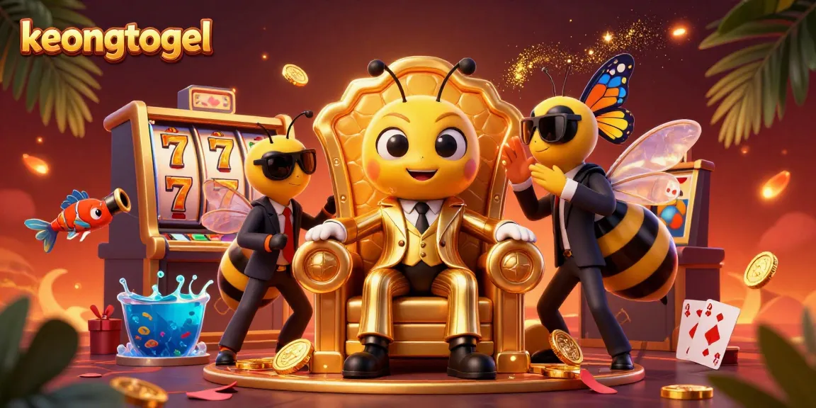 Engage with keongtogel's vibrant casino world featuring a bumblebee mob boss, wasp bodyguards, and an informative butterfly.