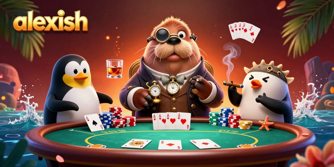Experience poker excitement with alexish in a vibrant underwater scene featuring whimsical characters.