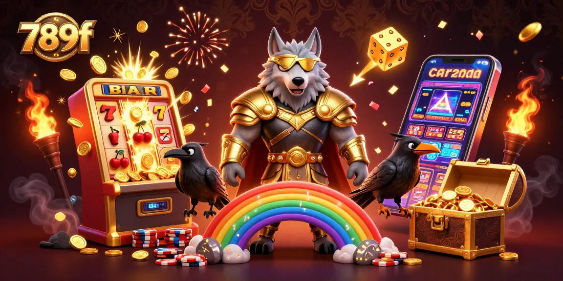 Experience the thrill of winning with 789f as an Odin wolf and ravens celebrate amidst casino elements.