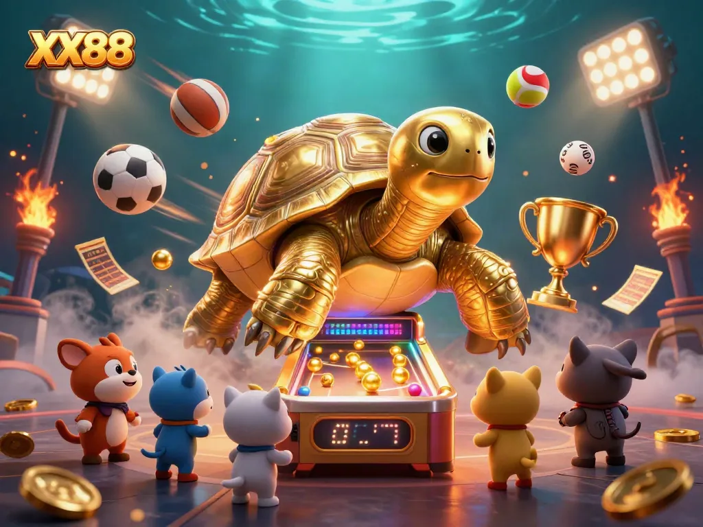 Engage with exciting gaming fun at XX88 with a vibrant tortoise pinball scene.