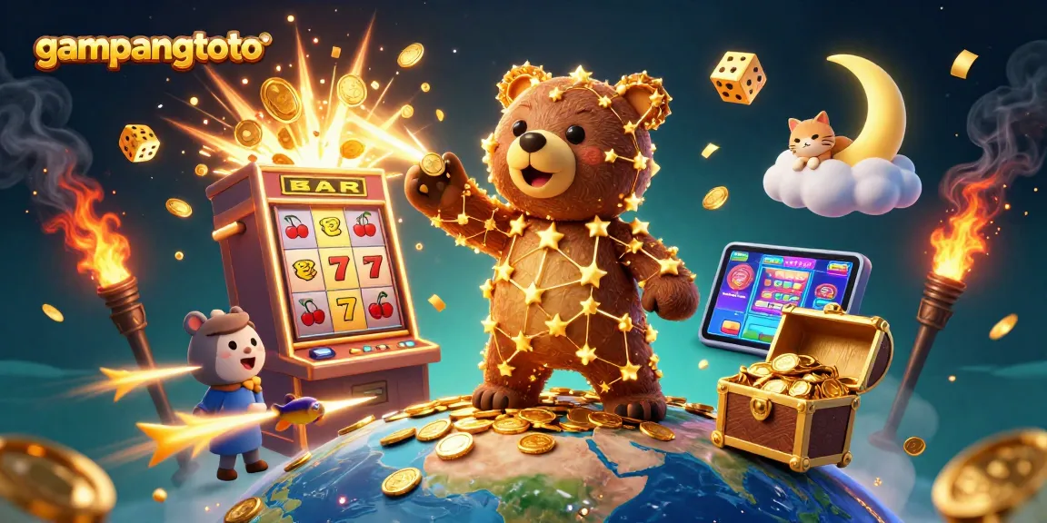 Spin and win with gampangtoto in this vibrant 3D casino celebration illustration.