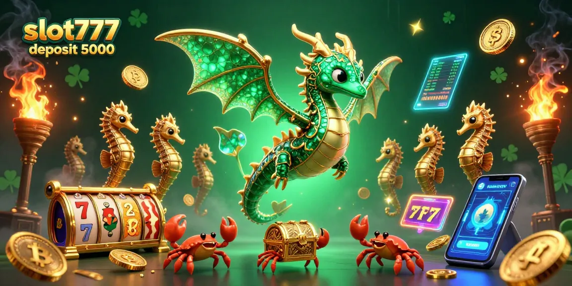 Experience thrilling gameplay with slot777 deposit 5000, featuring dynamic dragons and slots elements in vibrant colors.