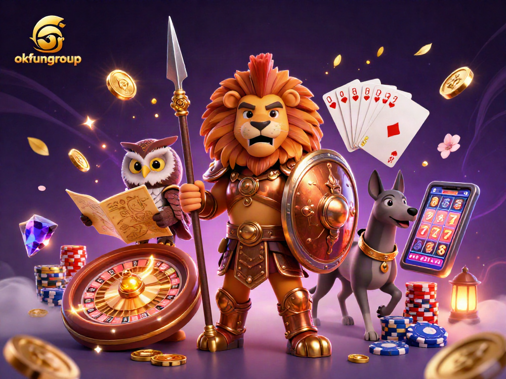 Engage with okfungroup's thrilling casino experience featuring epic casino characters and vibrant gaming elements.