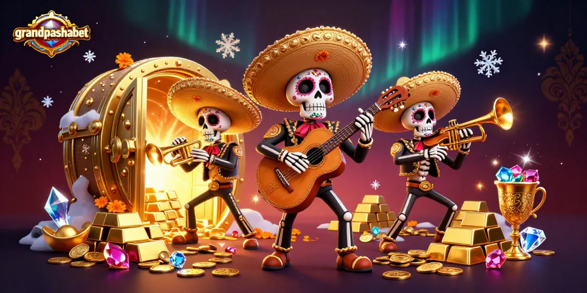 grandpashabet ile müzik dolu 3D illüstrasyonda casino hazineleri keşfedin
