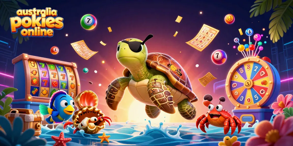 Experience thrilling winning spins with australia pokies online in this vibrant 3D casino scene showcasing festive reels and characters.