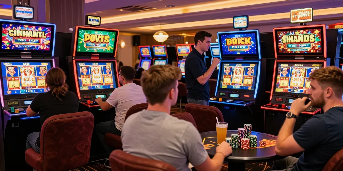Engaged players exploring bonus buy slots UK in a vibrant casino lounge, showcasing the excitement of instant access to bonus features.
