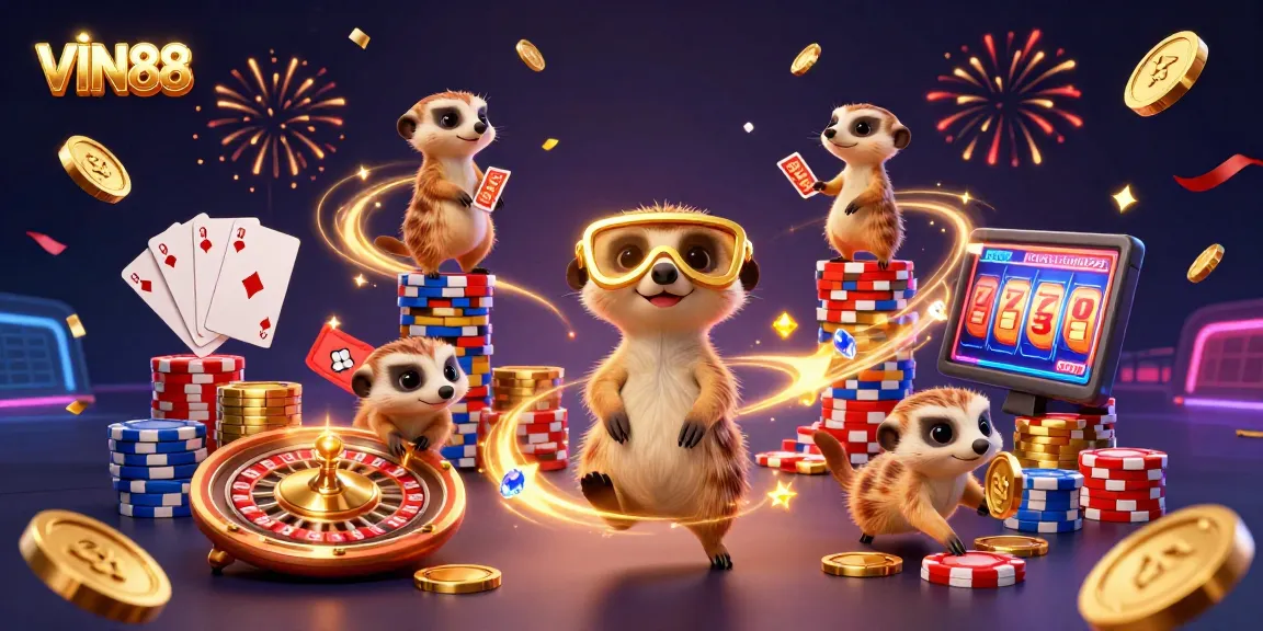 Enjoy thrilling experiences at VIN88, where meerkats host a vibrant casino adventure!
