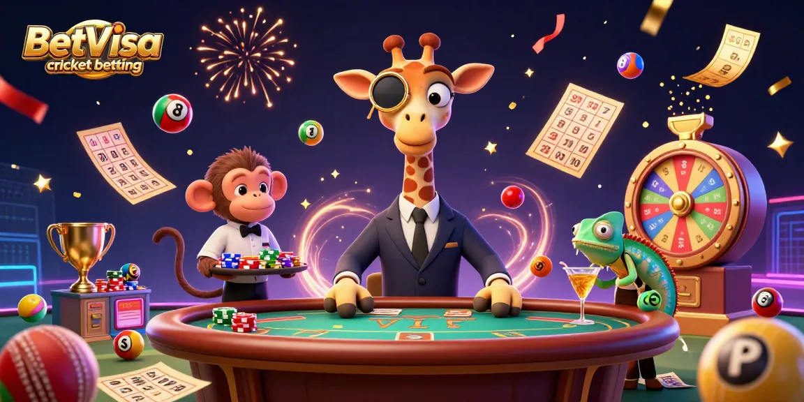 Experience BetVisa cricket betting with dynamic sports betting scenes featuring colorful cricket elements and engaging characters.
