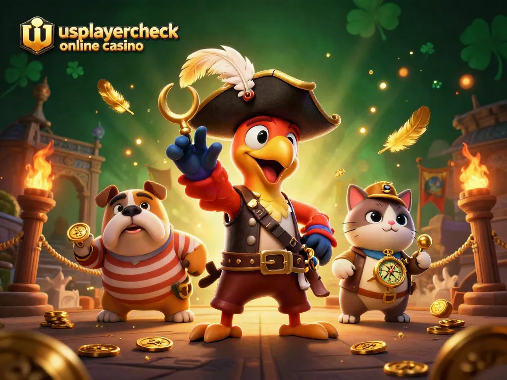 Join the fun at usplayercheck online casino with our colorful pirate-themed 3D illustration.