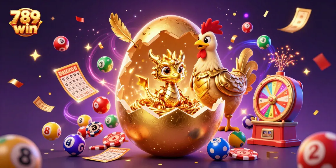 Experience the magic of 789 win with colorful lottery elements and a golden dragon in action.