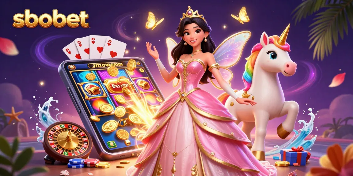SBOBET engages players with vibrant slot games and magical elements in this 3D illustration.